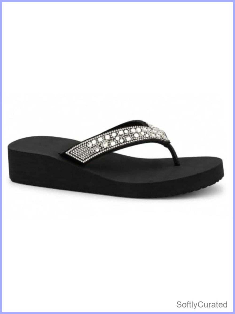 Rhinestone Wedge Thong Sandals Platform Flip Flops